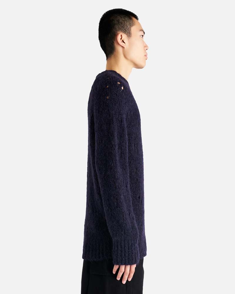Our Legacy Fuzzy Mohpaca Needle Drop Raglan - Navy | Garmentory