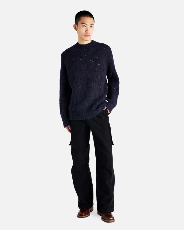 Our Legacy Fuzzy Mohpaca Needle Drop Raglan - Navy | Garmentory