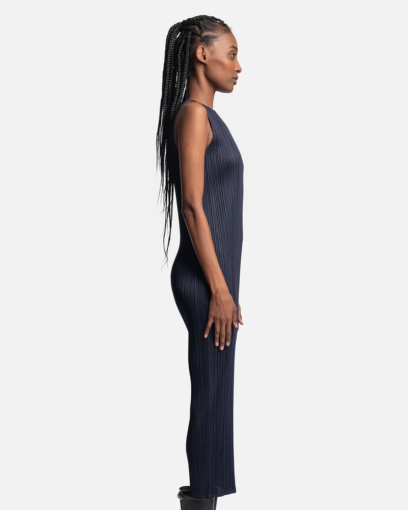Pleats Please by Issey Miyake New Colorful Basics Dress - Navy
