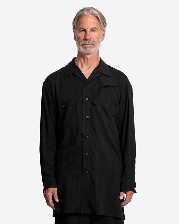 トップス Yohji Yamamoto Pour Homme Buttoned Shirt Yohji Yamamoto Pour Homme Open Collar Shirt with Chin Flap