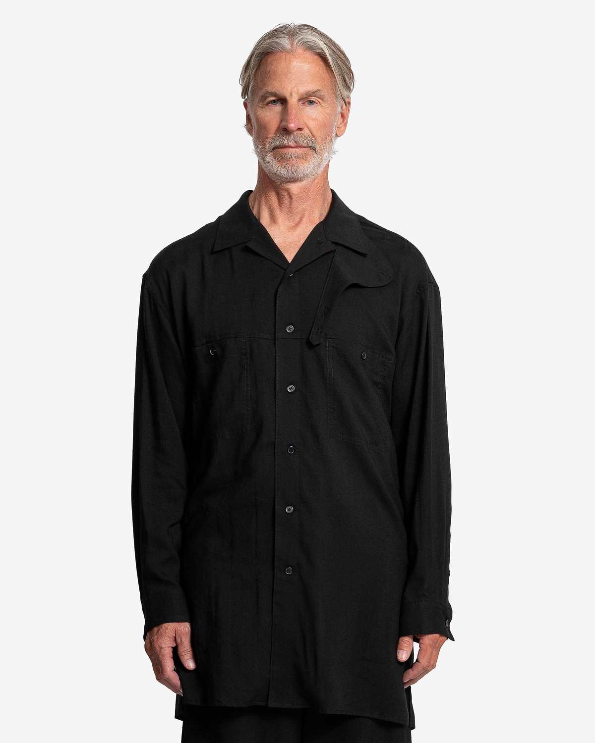 Yohji Yamamoto Pour Homme Open Collar Shirt with Chin Flap