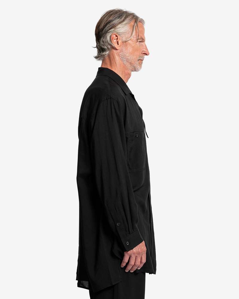 Yohji Yamamoto Pour Homme Open Collar Shirt with Chin Flap