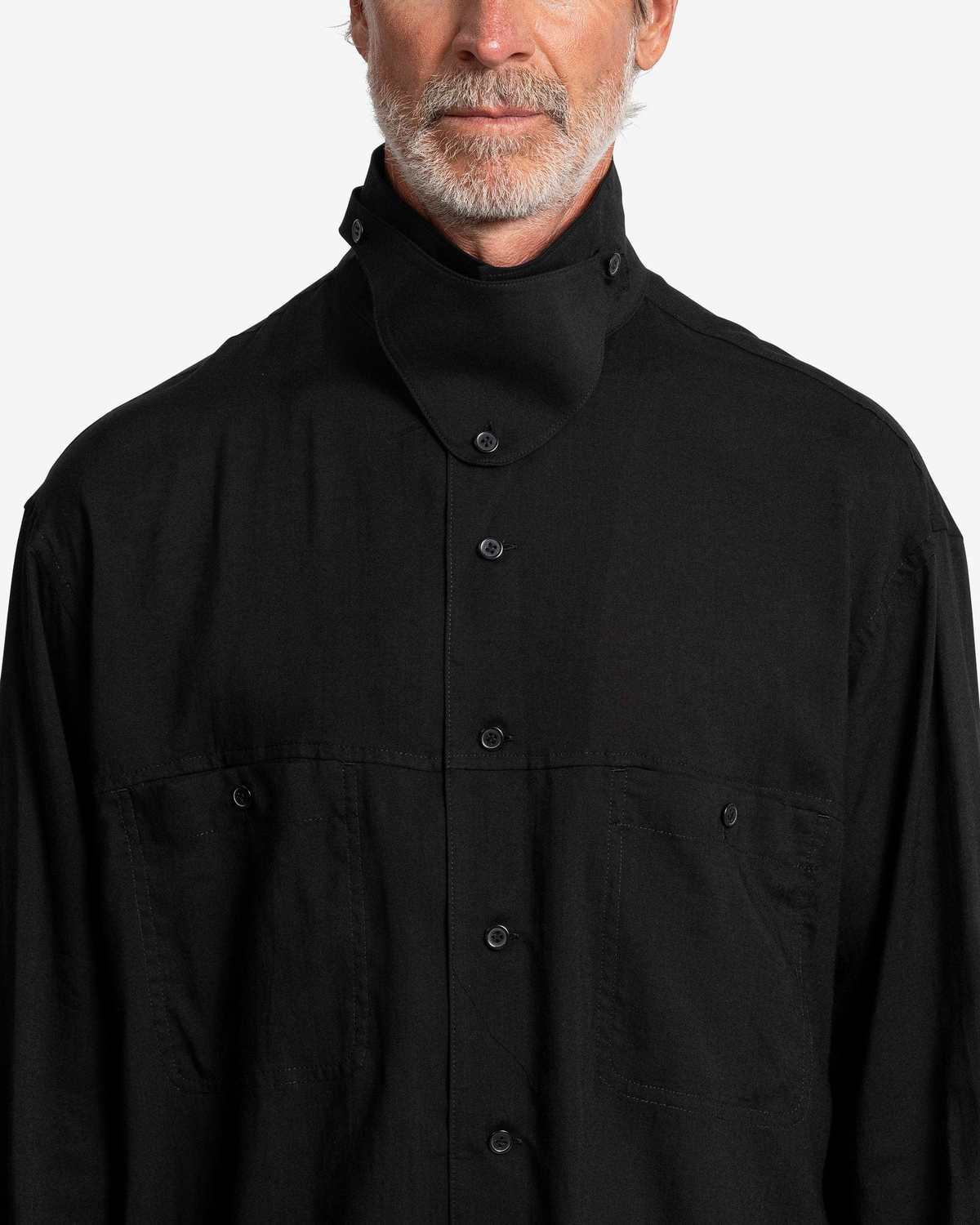 Yohji Yamamoto Pour Homme Open Collar Shirt with Chin Flap