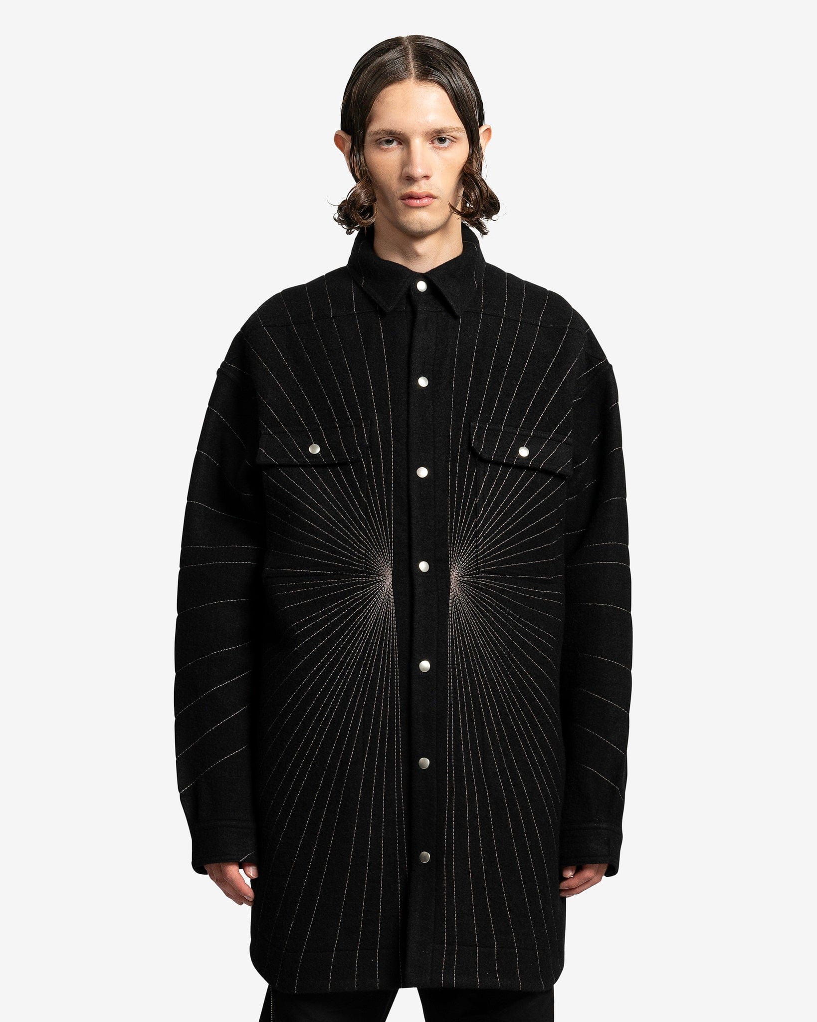 Rick Owens Oversized Outershirt - Black/Dust | Garmentory