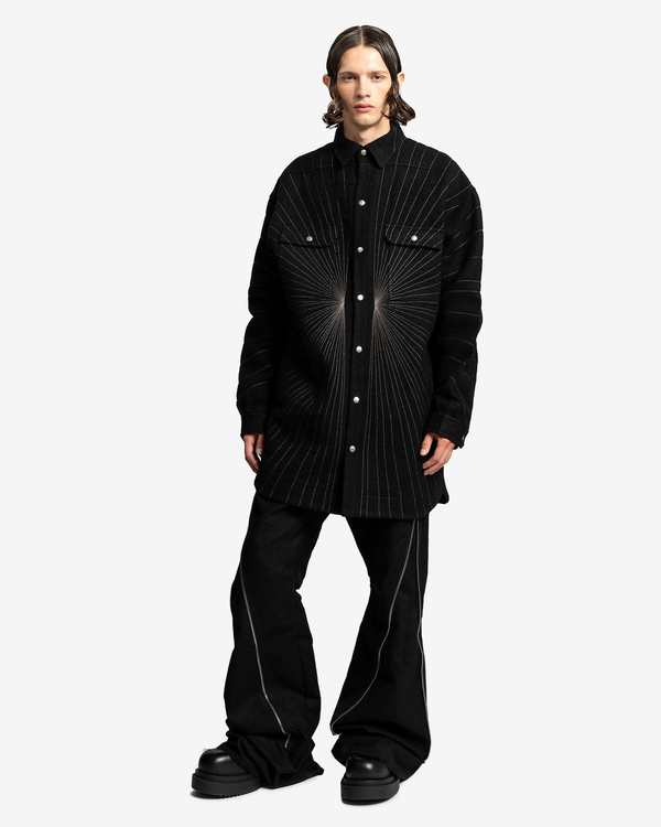 【新品】rick owens outer shirt size 48 dust Rick Owens Oversized Outershirt - Black/Dust | Garmentory
