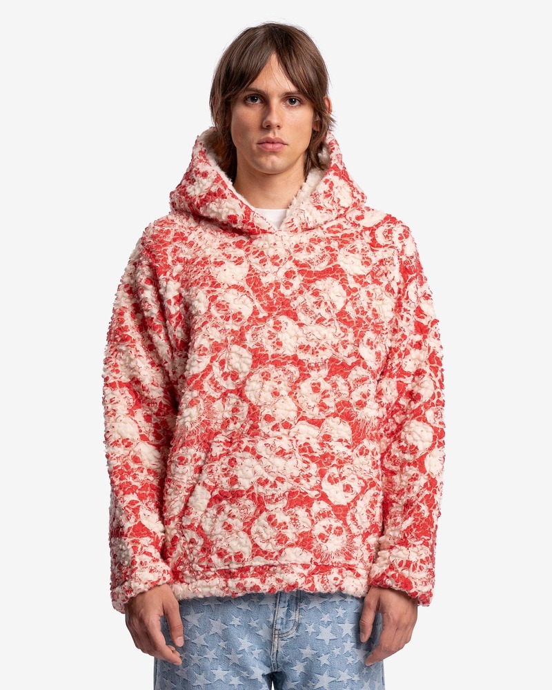 ERL Printed Vintage Fleece Knit Hoodie - Red | Garmentory 