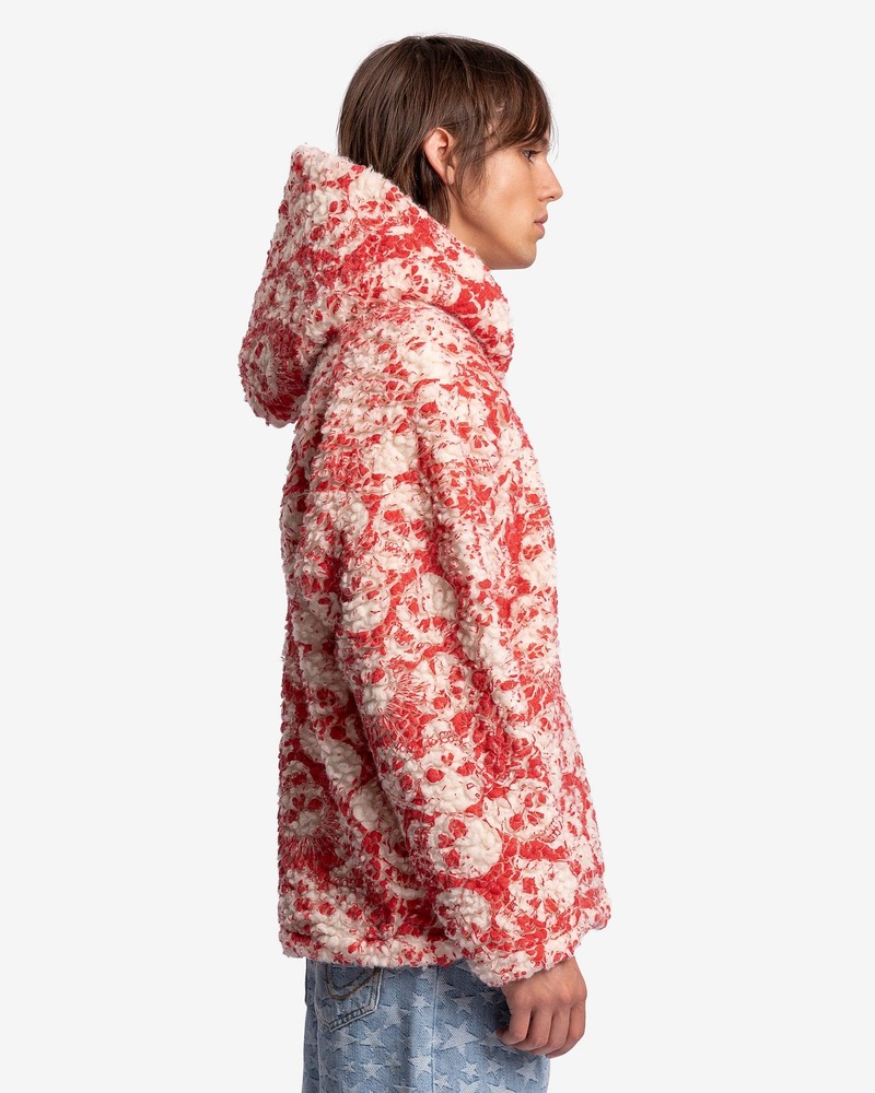 ERL Printed Vintage Fleece Knit Hoodie - Red | Garmentory