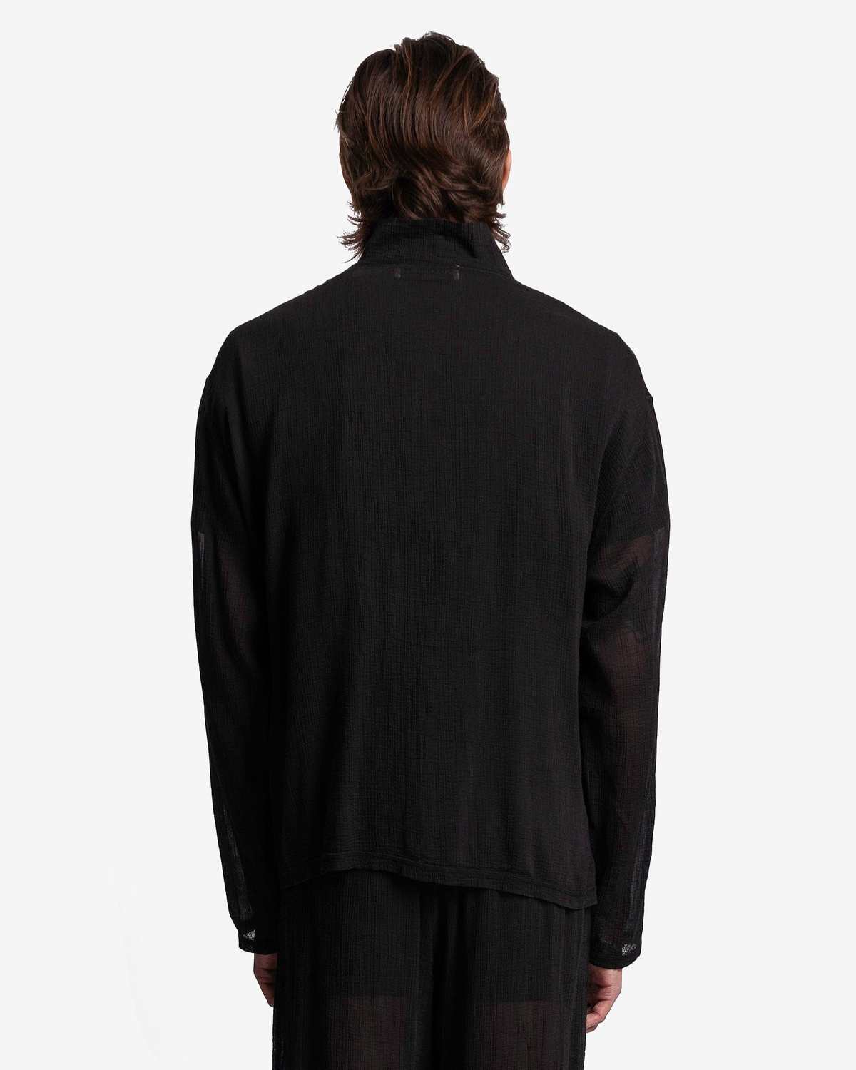 トップス SHRUNKEN FULLZIP POLO BLACK RAYON PLAIT Our Legacy - Shrunken Full Zip Polo Black Rayon Plait
