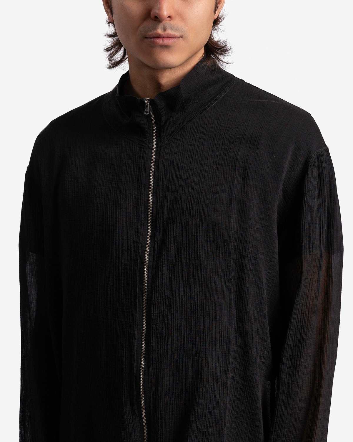 トップス SHRUNKEN FULLZIP POLO BLACK RAYON PLAIT Shrunken Full-Zip Polo in Black Rayon Plait | Garmentory