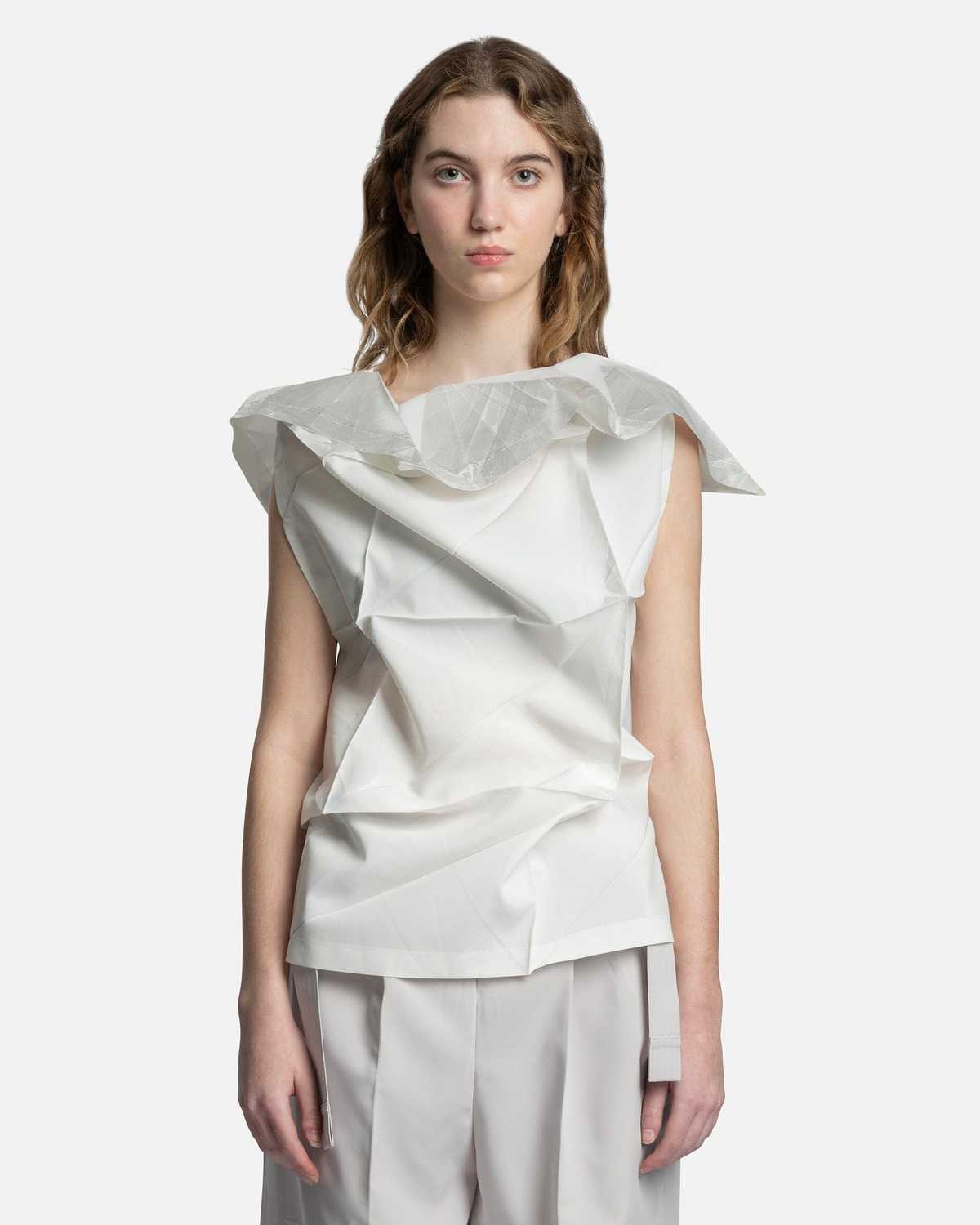 132 5. Issey Miyake Standard Blouse - White/Silver | Garmentory