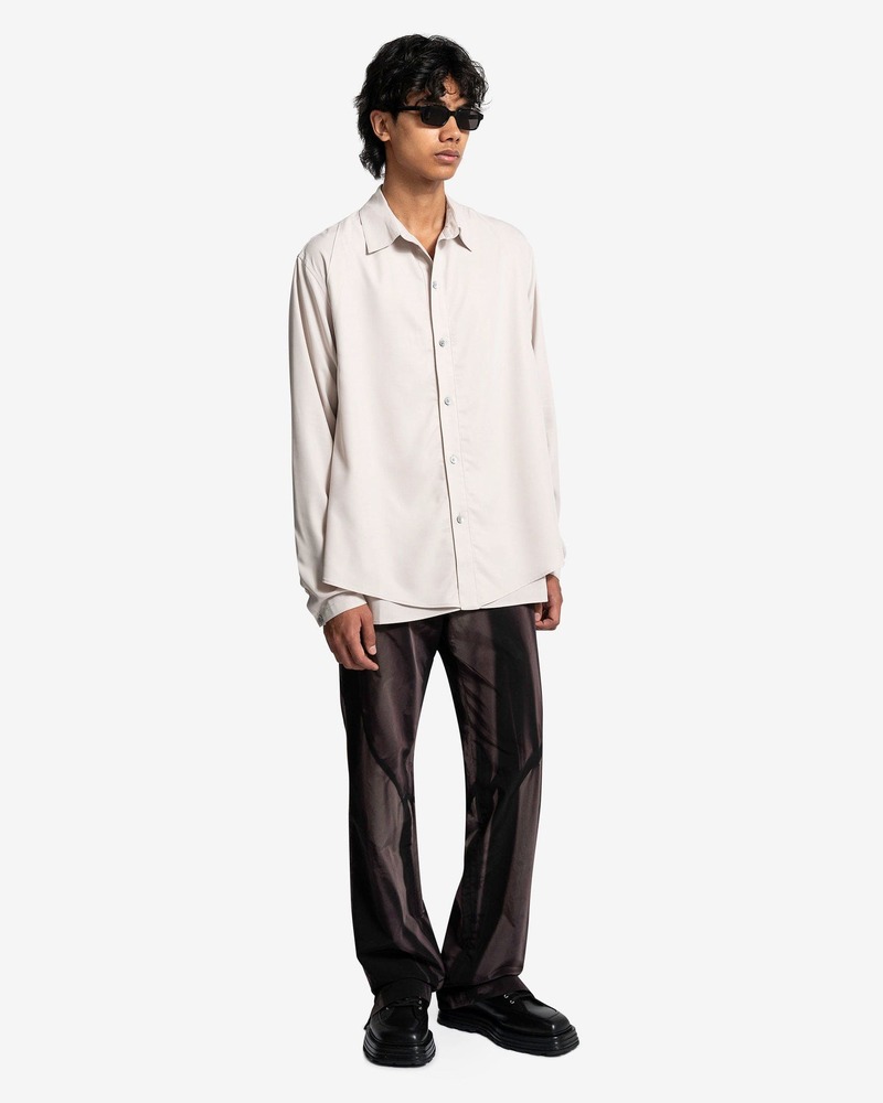JiyongKim Sun Bleached Belted Straight Trousers - Black Nylon 