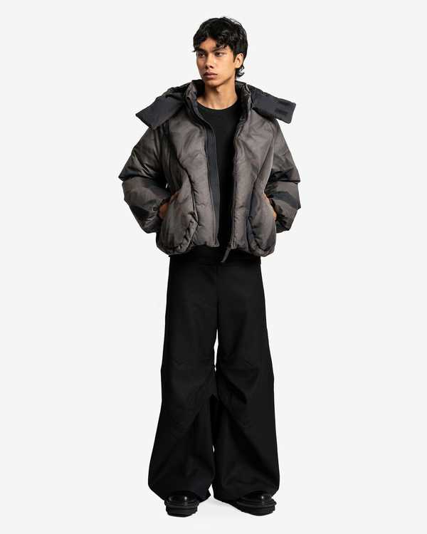 JiyongKim Cotton Sun Bleached Draped Down Jacket - Dark Grey
