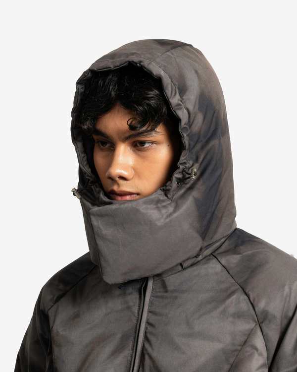 JiyongKim Cotton Sun Bleached Draped Down Jacket - Dark Grey