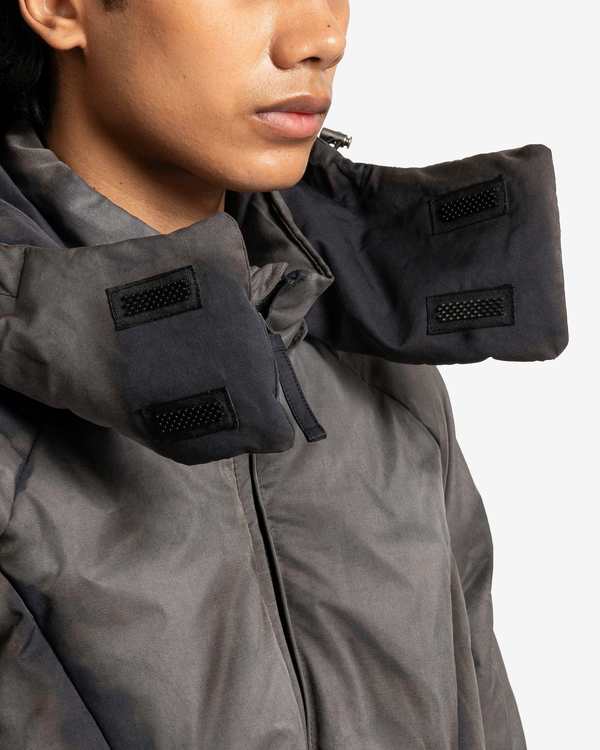 JiyongKim Cotton Sun Bleached Draped Down Jacket - Dark Grey