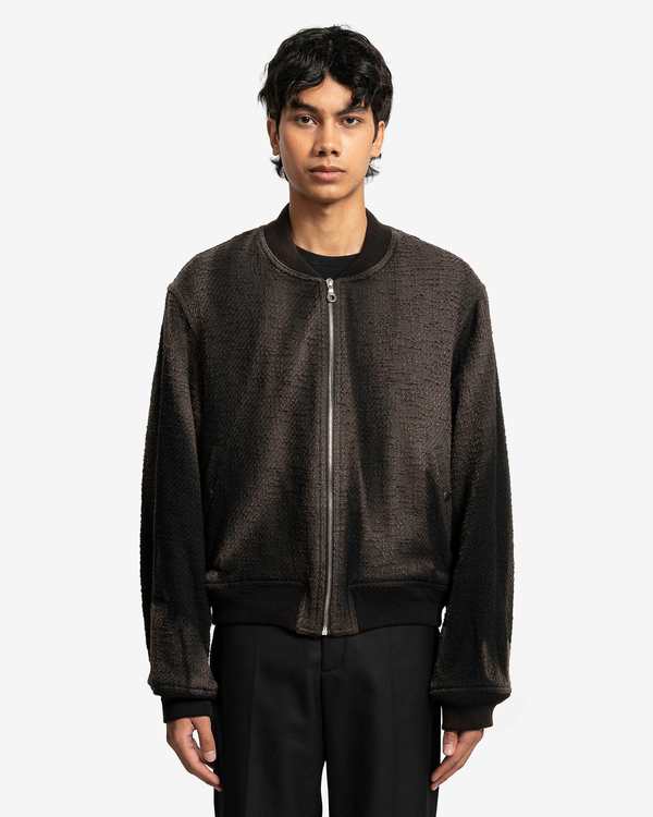 JiyongKim Cotton Tweed Sun Bleached Tweed Bomber - Black | Garmentory