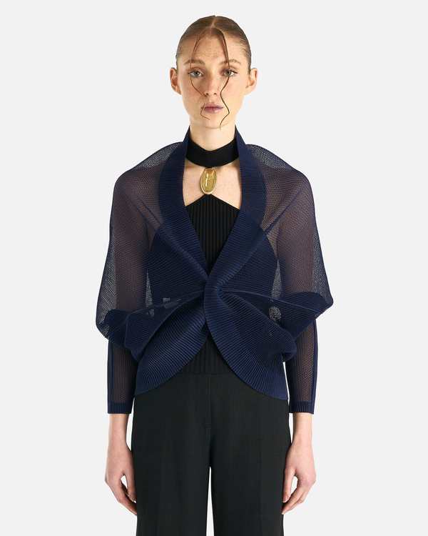 Pleats Please by Issey Miyake Tatami August Cardigan - Dark Navy