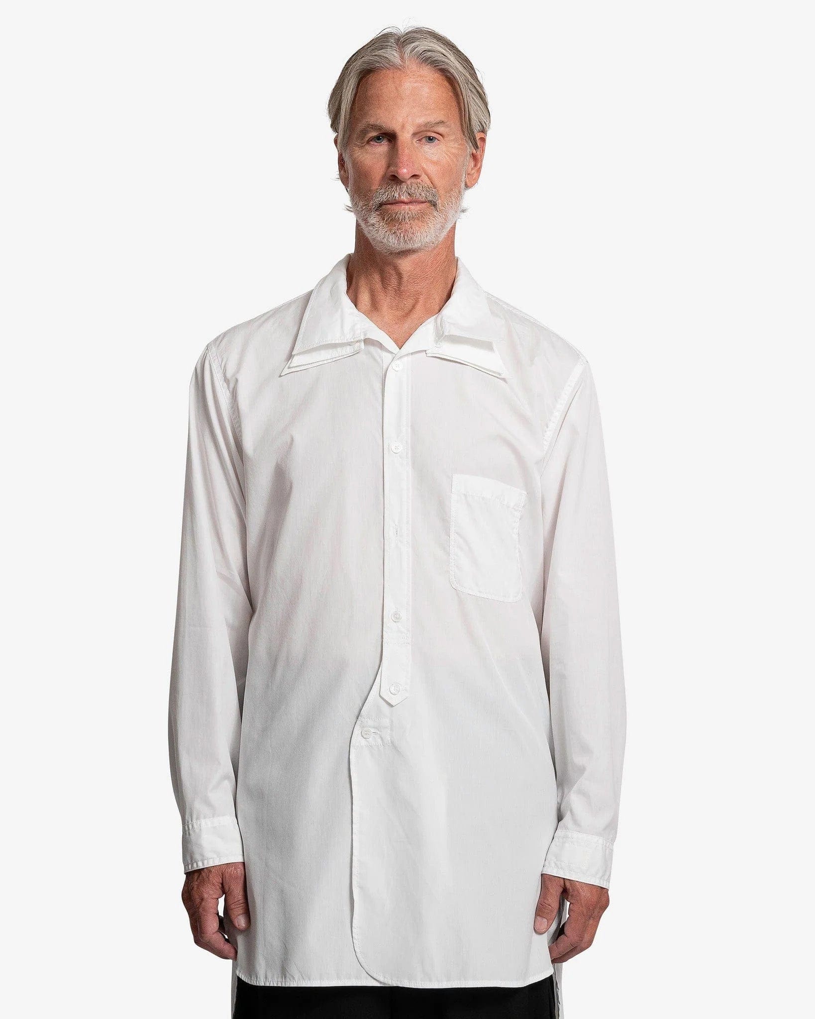 Yohji Yamamoto Pour Homme Triple Collar Button Up Shirt | Garmentory