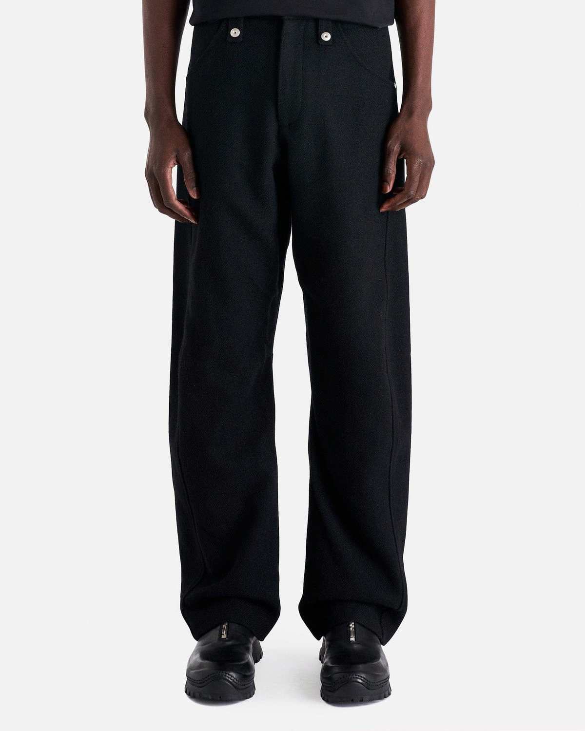 Omar Afridi Dry Wool Twisted Trousers - Black | Garmentory