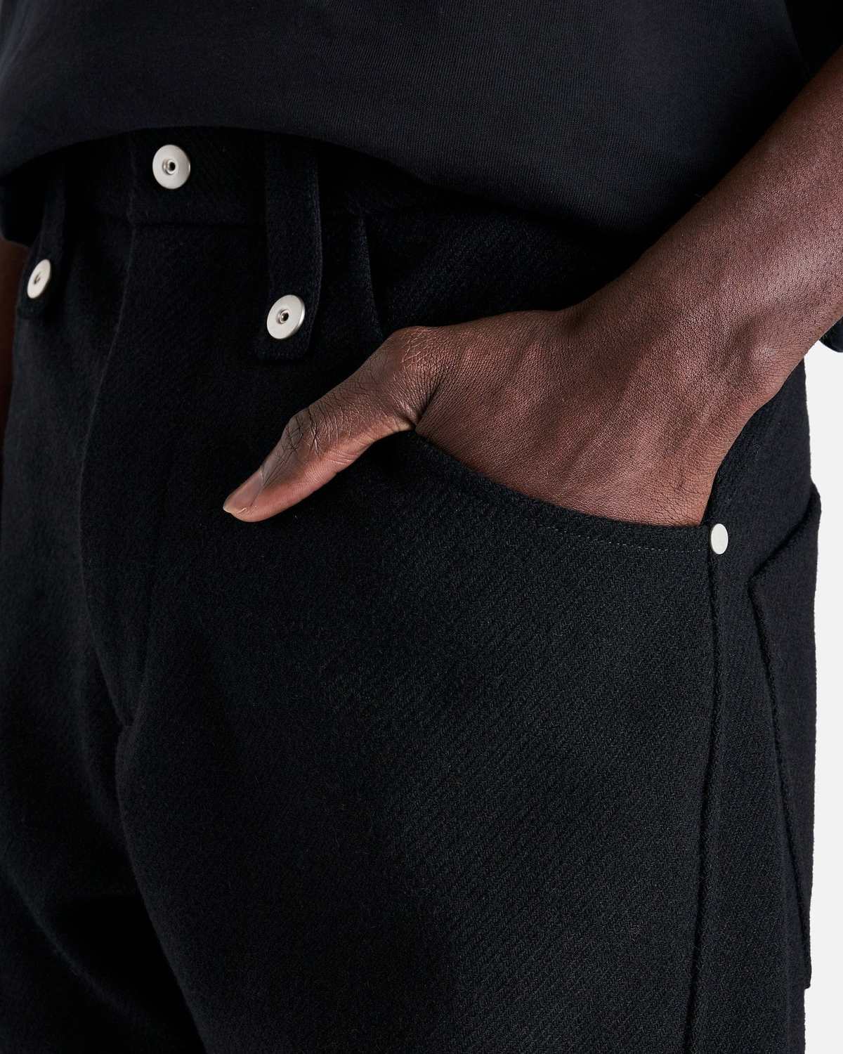 Omar Afridi Dry Wool Twisted Trousers - Black | Garmentory