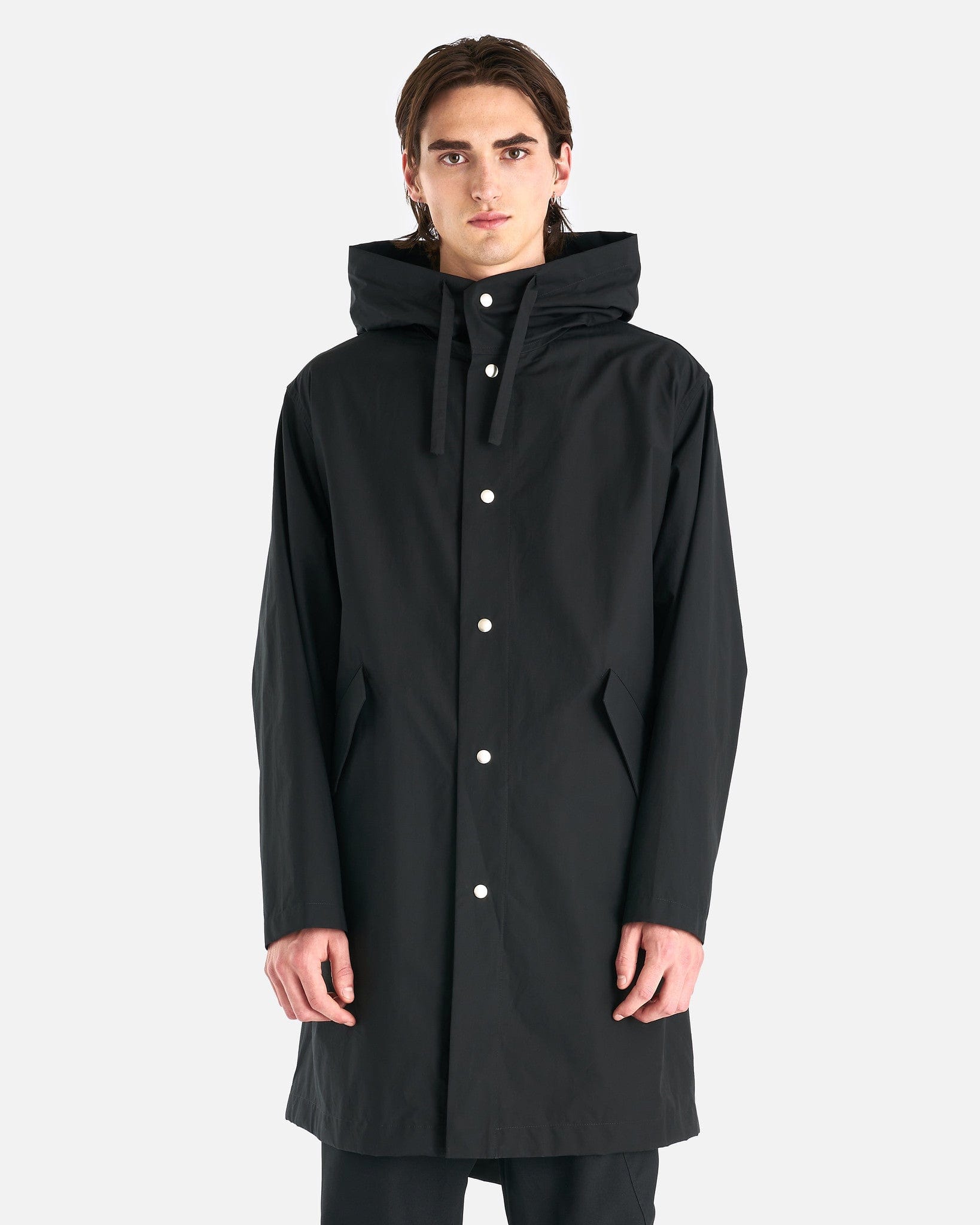 Jil Sander Water Repellent Cotton Logo Parka 01 - Black | Garmentory