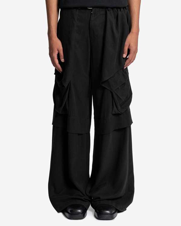 パンツ 23SS jiyong kim draped slacks JiyongKim Wide Draped Waist Trousers - Black | Garmentory