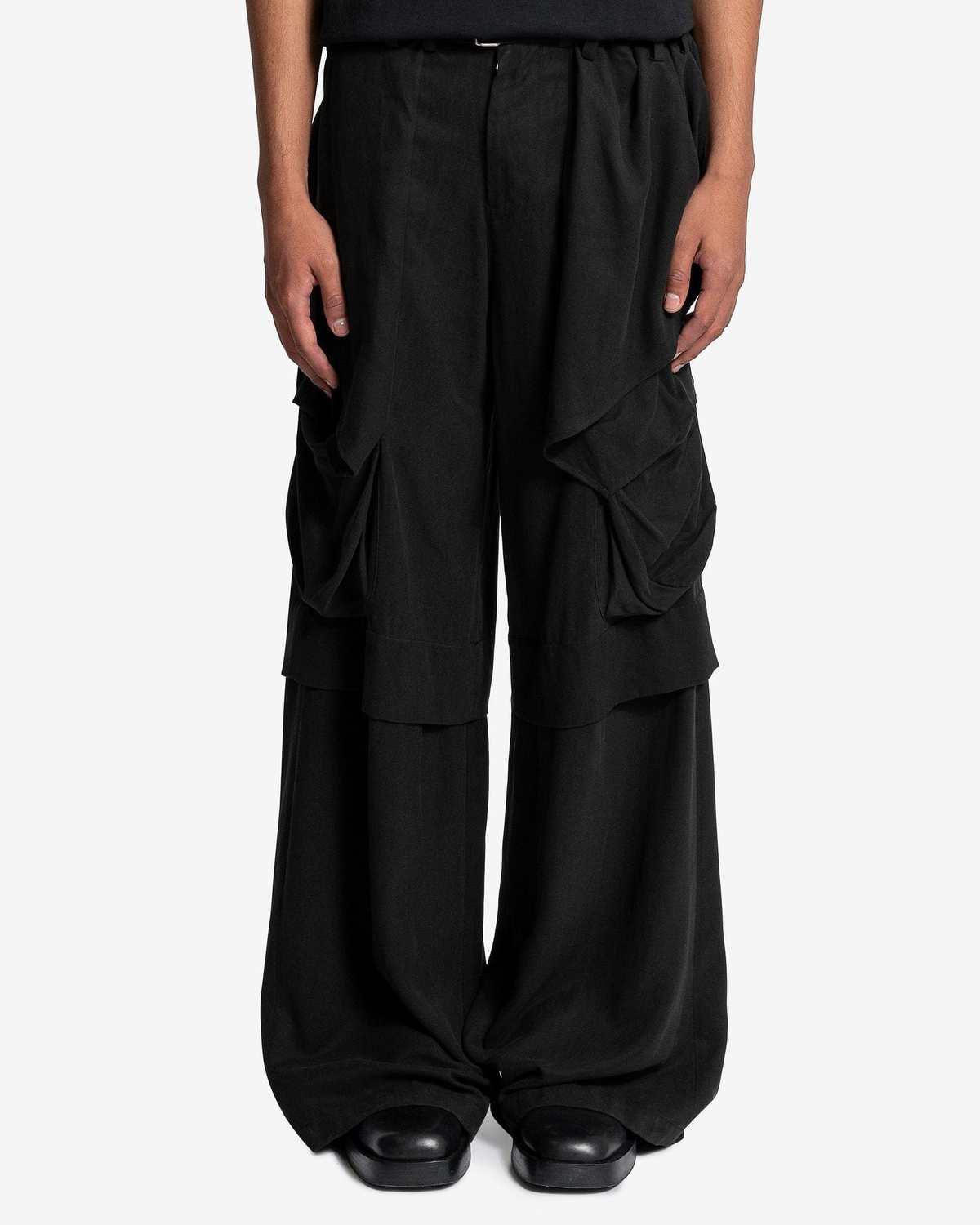 JiyongKim Wide Draped Waist Trousers - Black | Garmentory