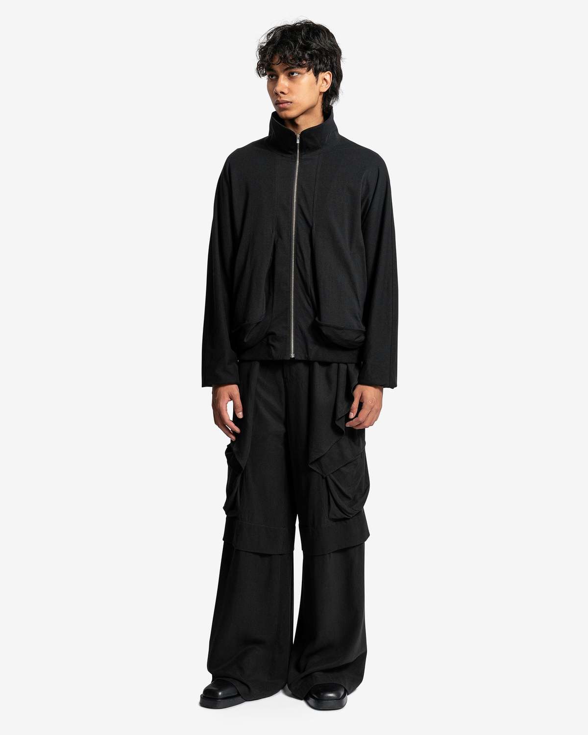 JiyongKim Wide Draped Waist Trousers - Black | Garmentory