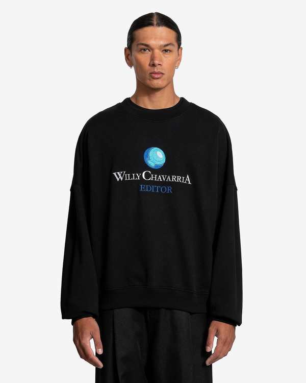 Willy Chavarria Willypedia Bomber Crew - Solid Black | Garmentory