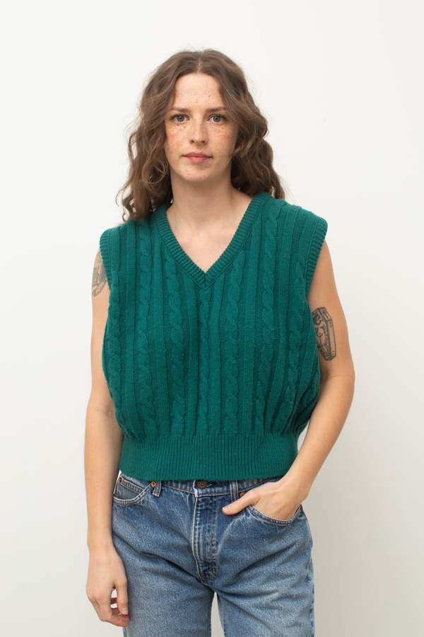 Green Cable Knit Vest Garmentory