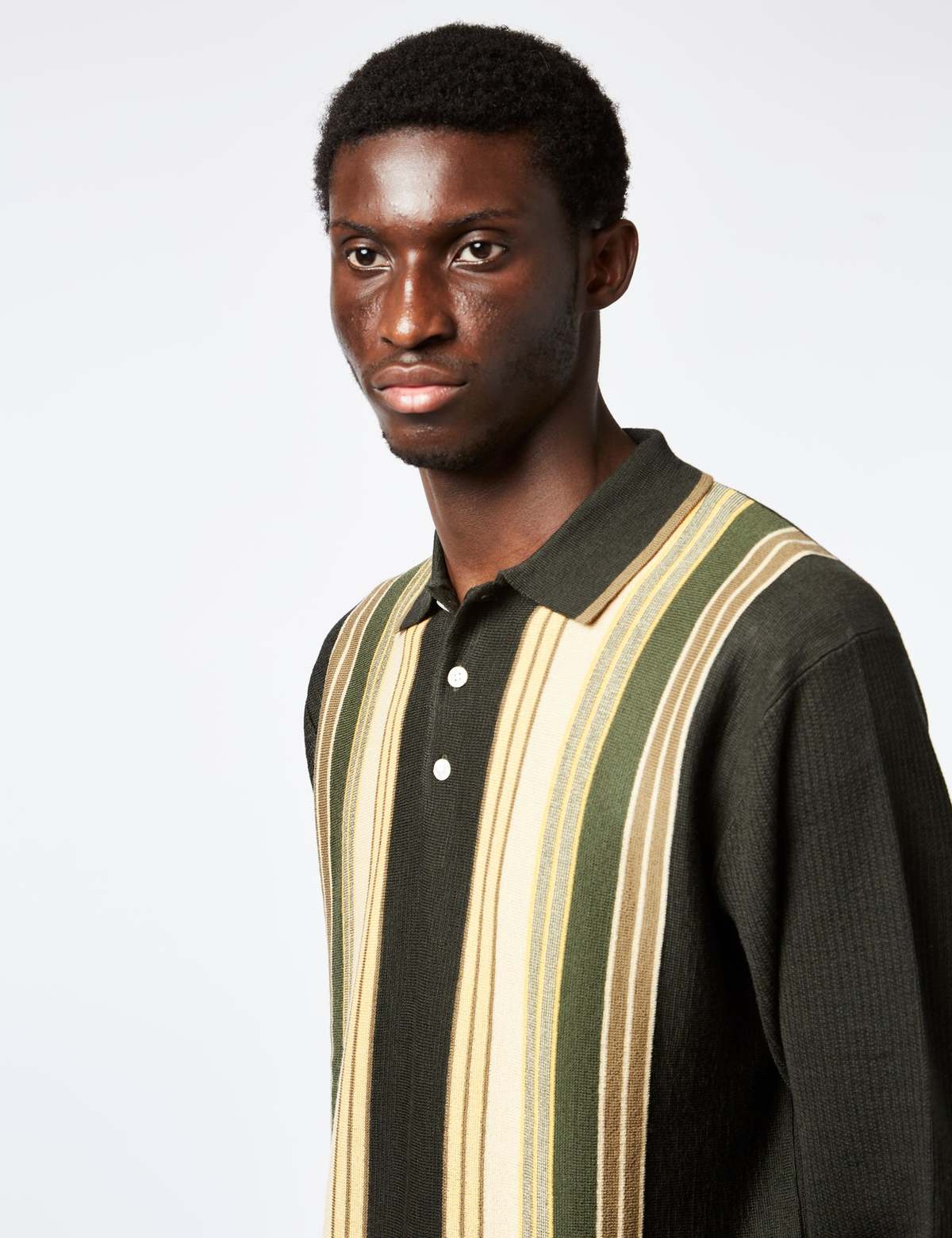 Beams Plus Knit Polo - Stripe/Dark Green | Garmentory