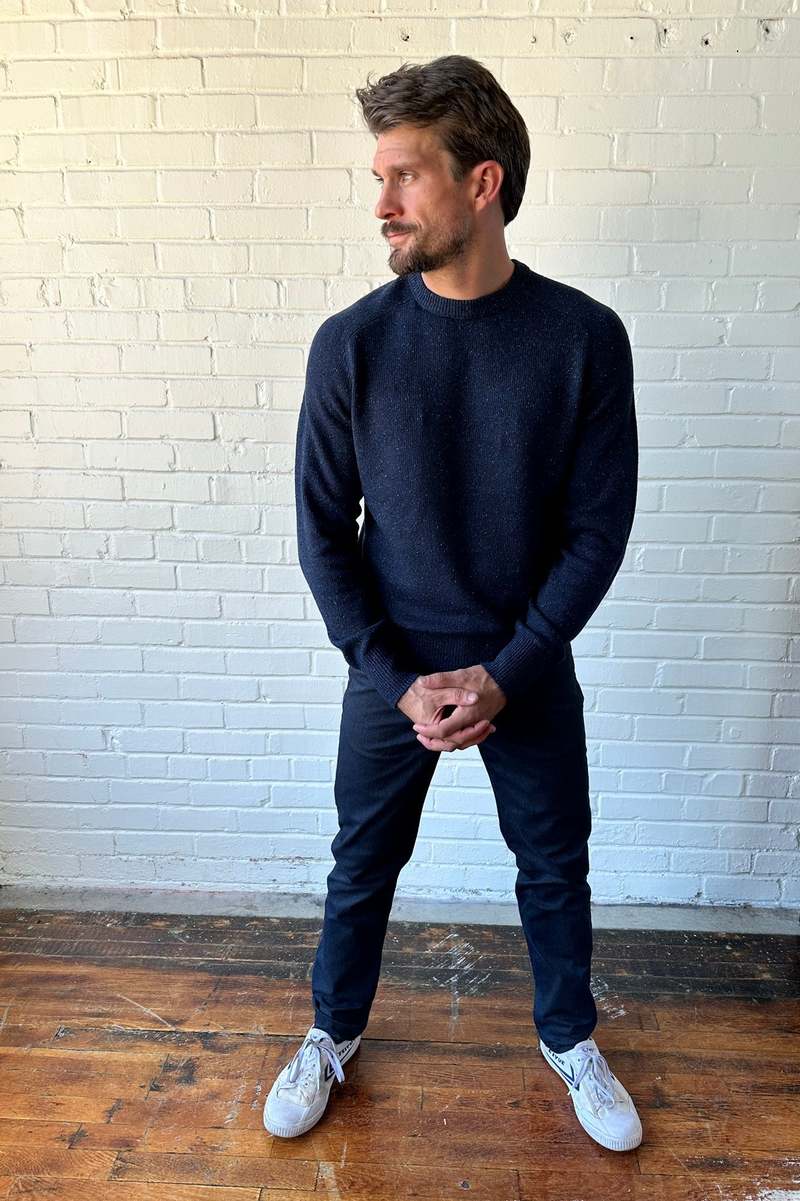 Rag Bone Donegal Silk Blend Harlow Crew Navy Multi Garmentory