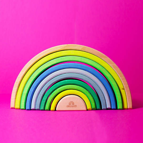 Kids Grimm's Wooden Rainbow - Neon Green