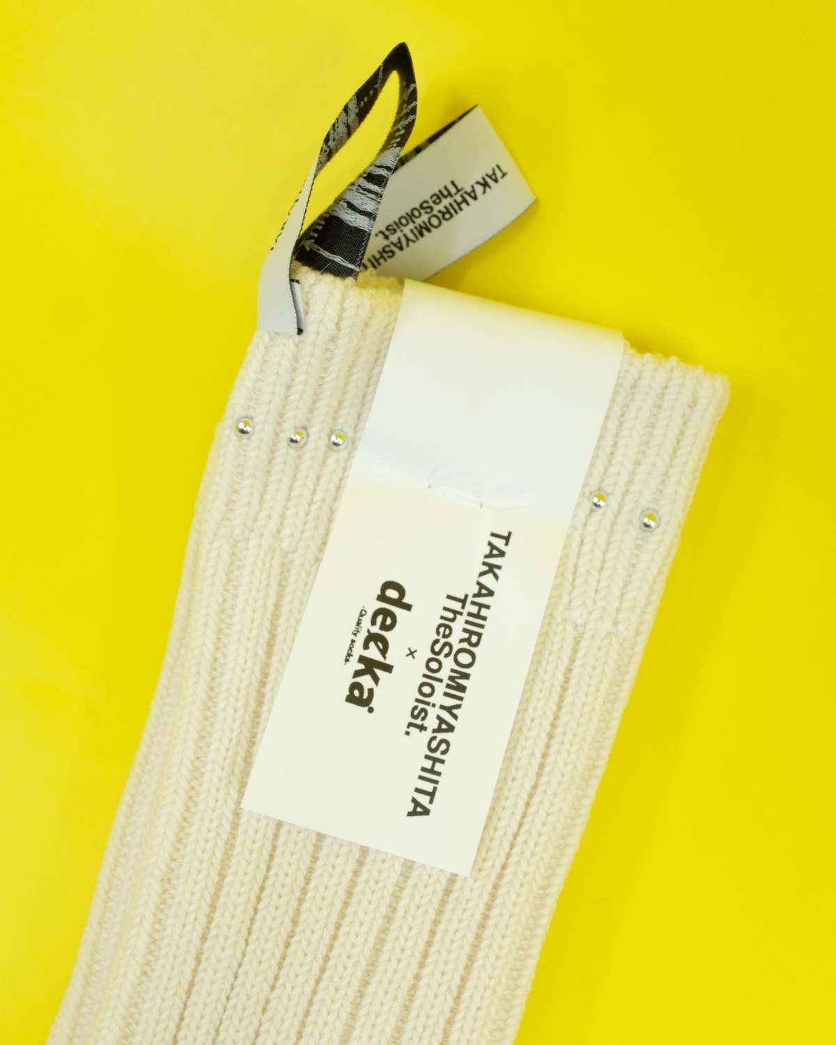 TAKAHIROMIYASHITA The Soloist. Stud Trim Low Socks - White - Image 2 of 4