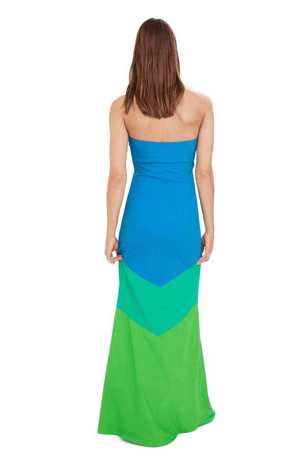 SM X MANGO Sirena Dress in Blue Green Combo | Garmentory