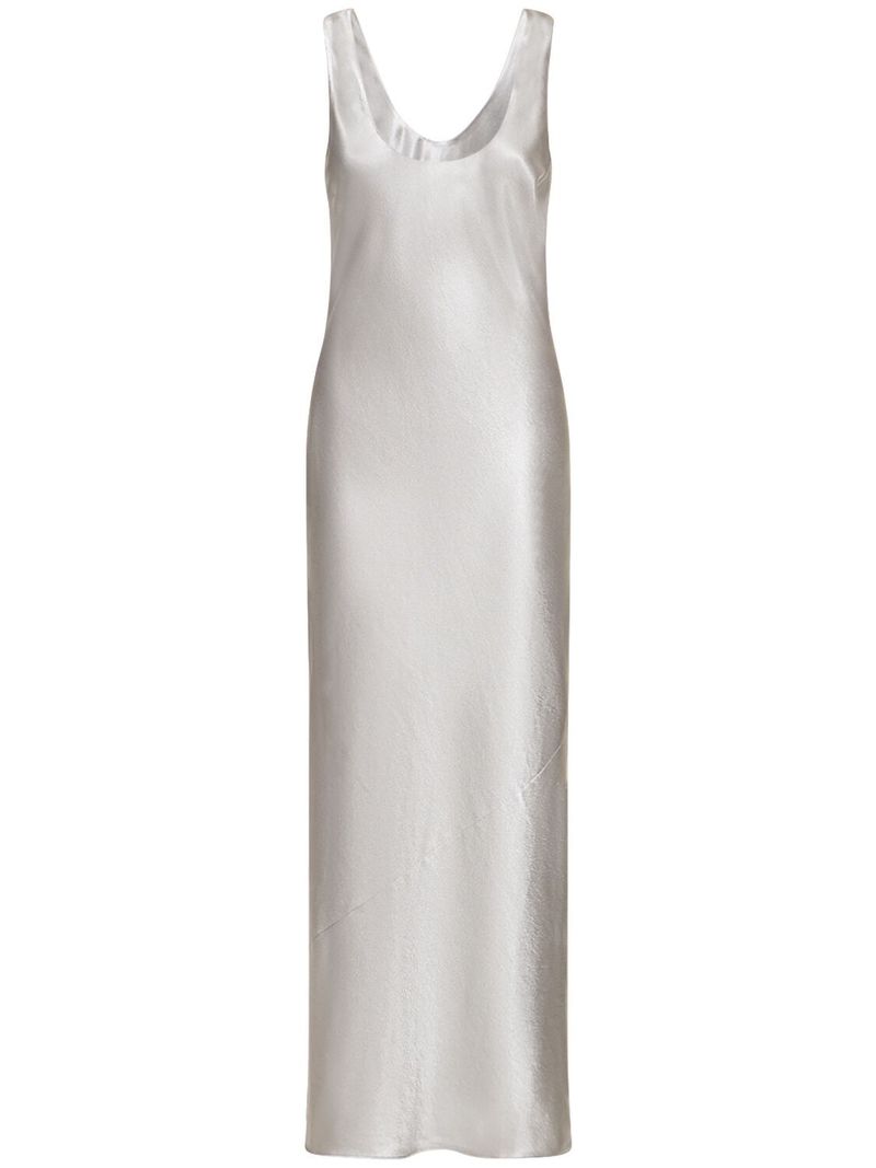 anine bing silver dress Anine Bing Camille Satin Midi Dress