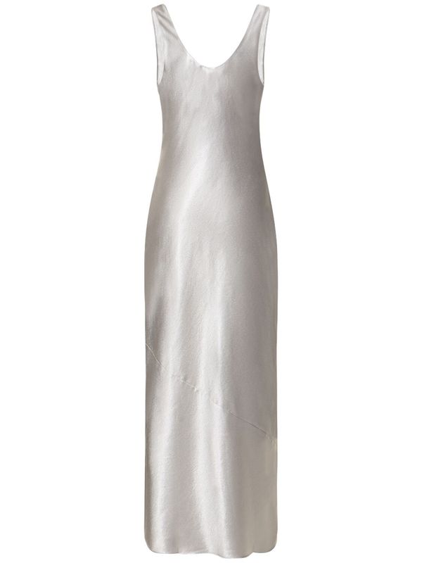 Anine Bing Camille Satin Midi Dress - Silver | Garmentory