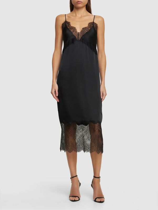 Anine Bing Amelie Silk Blend Midi Dress - Black | Garmentory