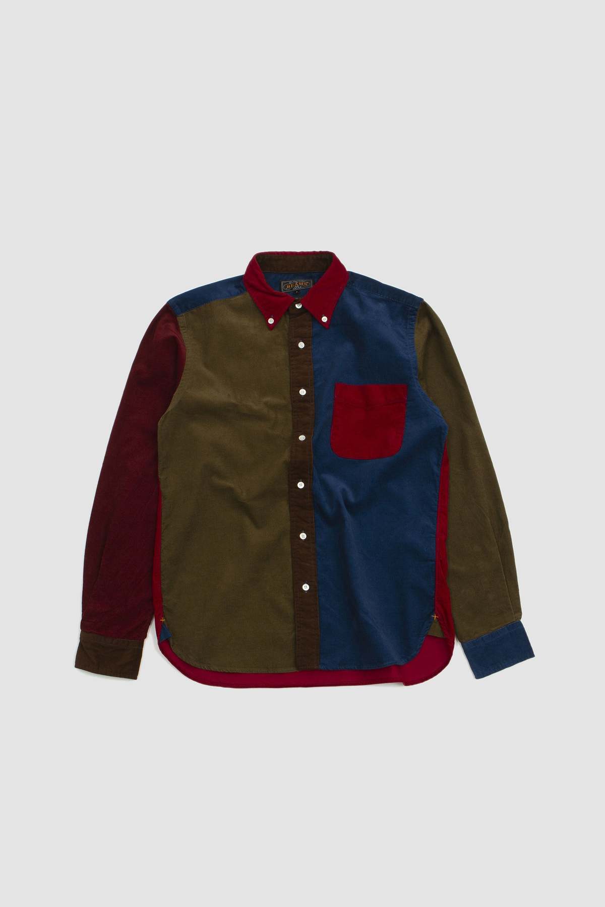 Beams Plus Corduroy Panel Button Down Shirt - Red | Garmentory
