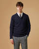 Portuguese Flannel Extrafine Merino Wool V-neck Sweater - Navy - Thumbnail 2
