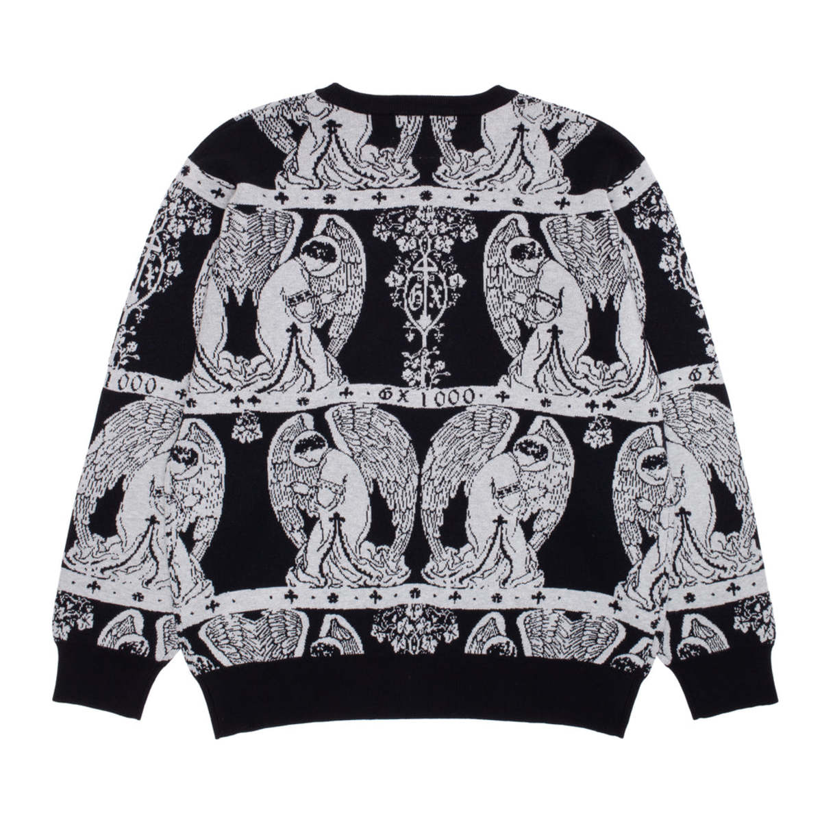SY32白　サイズXL BONDING JAQUARD CREW NECK Jacquard-Crewneck---Grey-