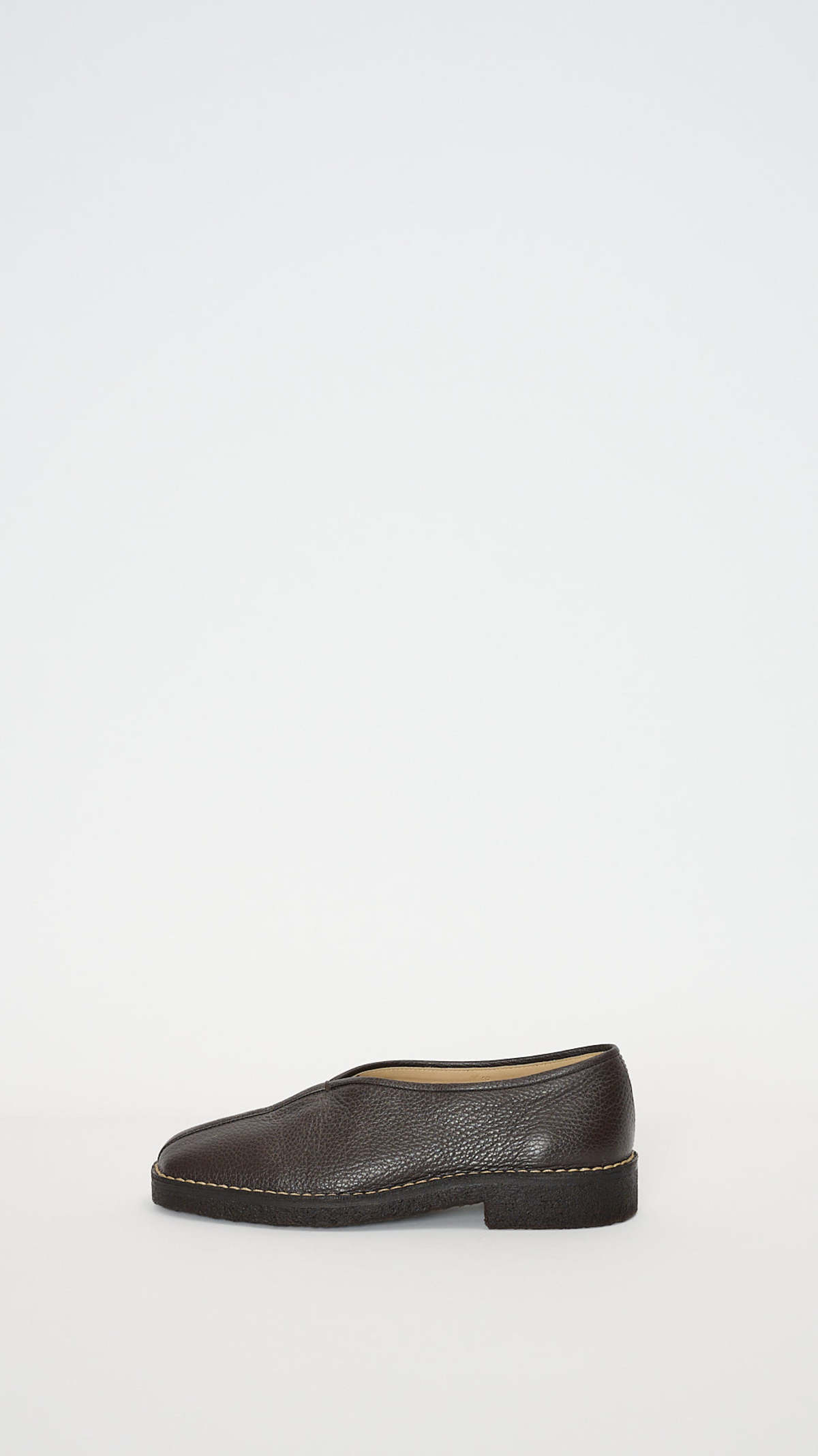 Piped Crepe Slippers in Dark Brown | Garmentory