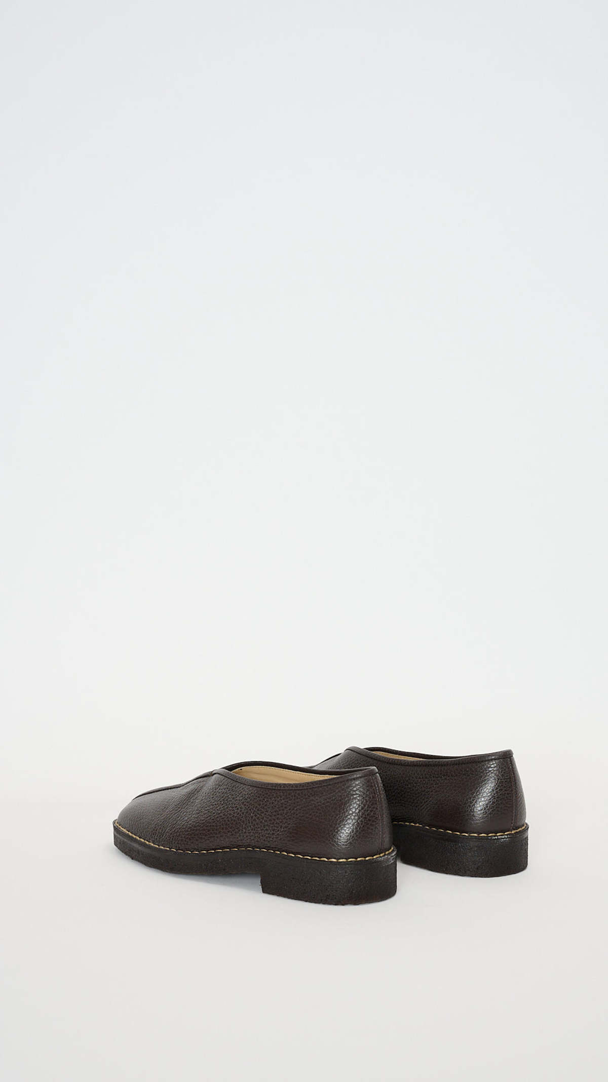 Piped Crepe Slippers in Dark Brown | Garmentory