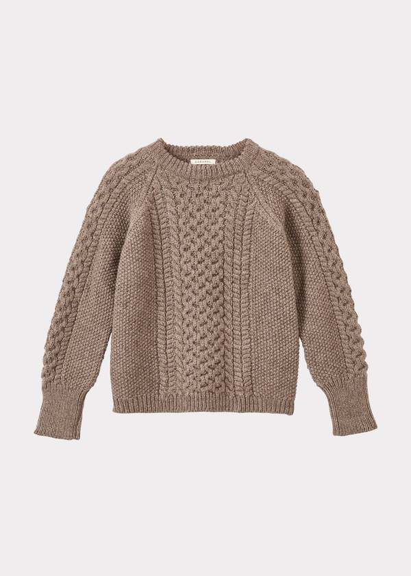 Caramel Aran Jumper - Charcoal