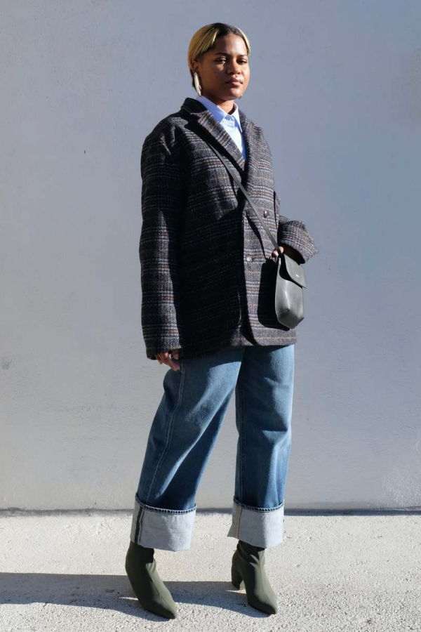 Girls of Dust Glasgow Check Blazer - Navy