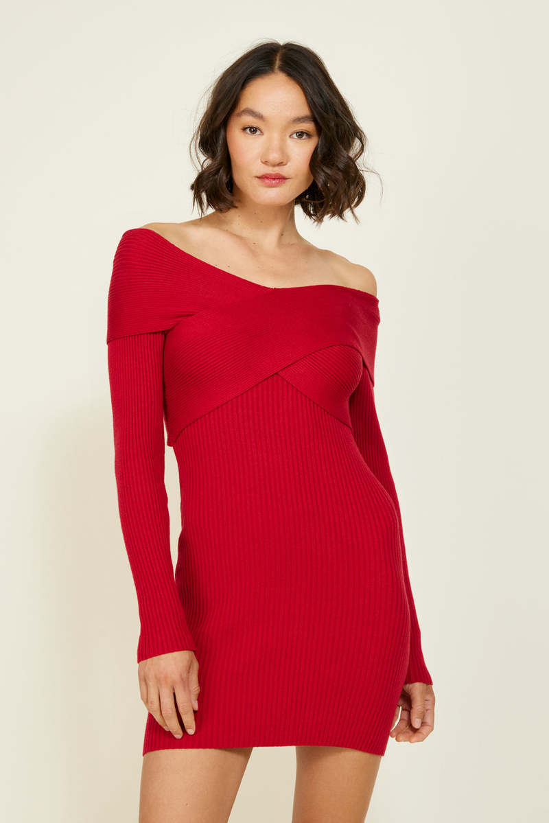 Line & Dot Karrie Knit Mini Dress - Burgundy | Garmentory Line & Dot Karrie Knit Mini Dress - Burgundy | Garmentory
