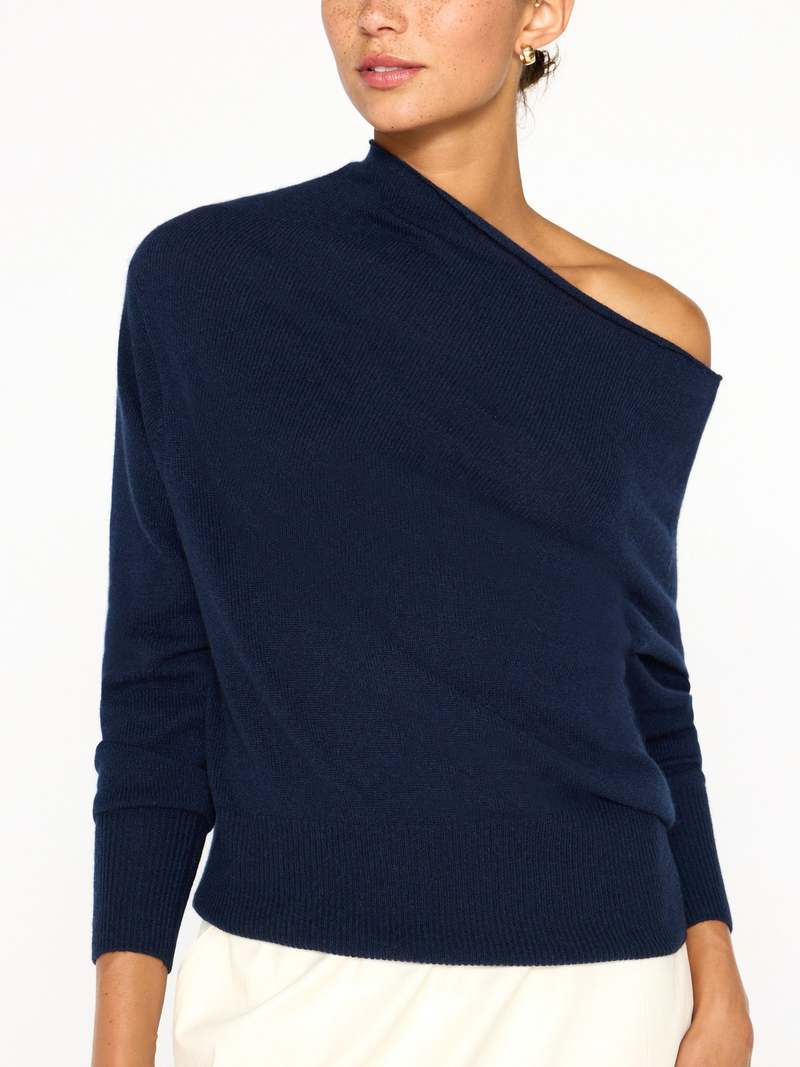 Brochu Walker Lori Off Shoulder Sweater Baltic Navy Garmentory