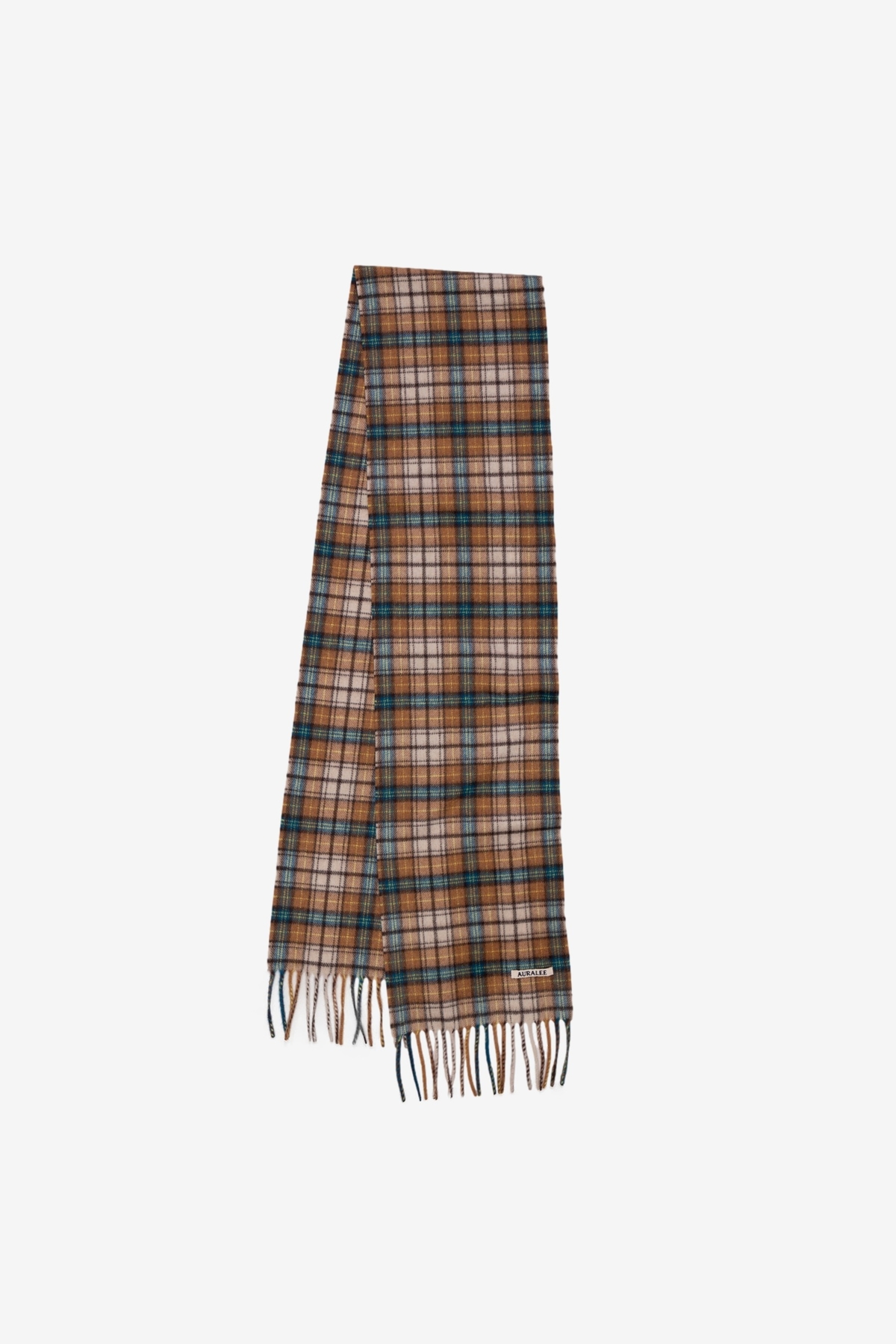AURALEE CASHMERE CHECK STOLEブラウンイエローチェック Auralee Cashmere Check Stole - Brown/Yellow Check | Garmentory