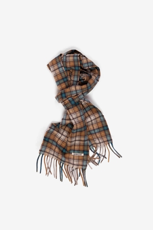 Auralee Cashmere Check Stole - Brown/Yellow Check | Garmentory