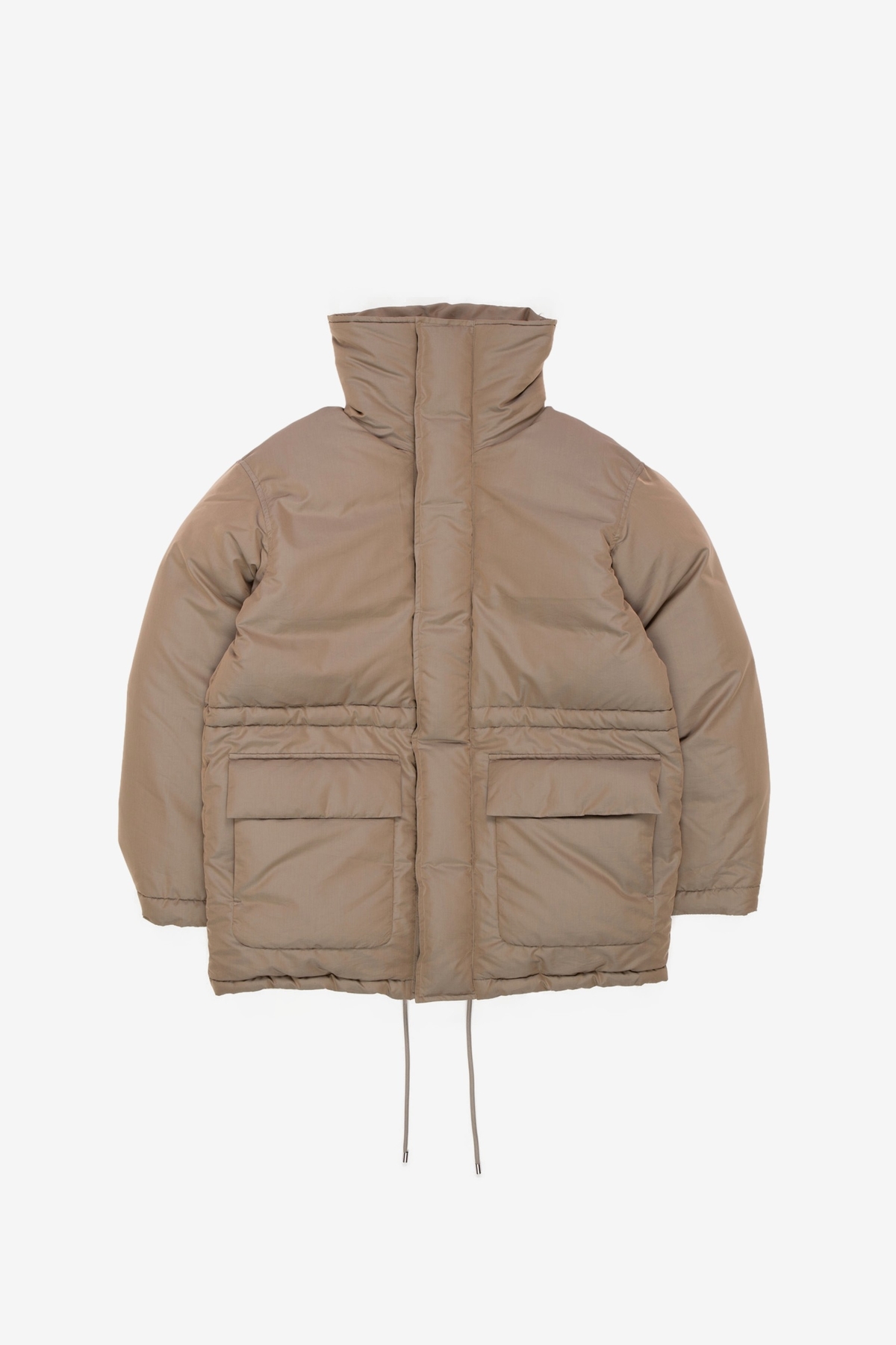 Auralee Finx Polyester Chambray Down Coat - Olive Khaki Chambray