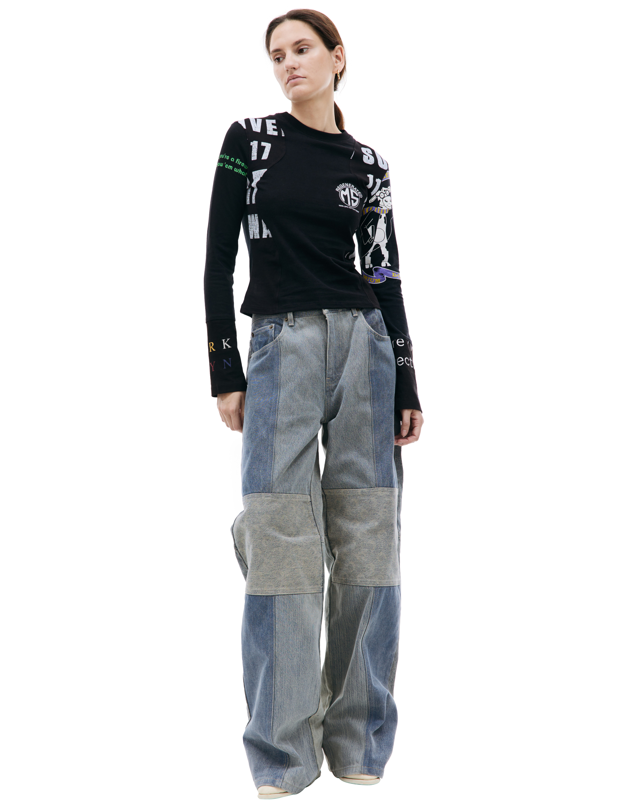 【関税&送料込】Marine Serre Printed Stretch Nylon Top Recycled Mesh Flock Second Skin Highneck Top • Marine Serre